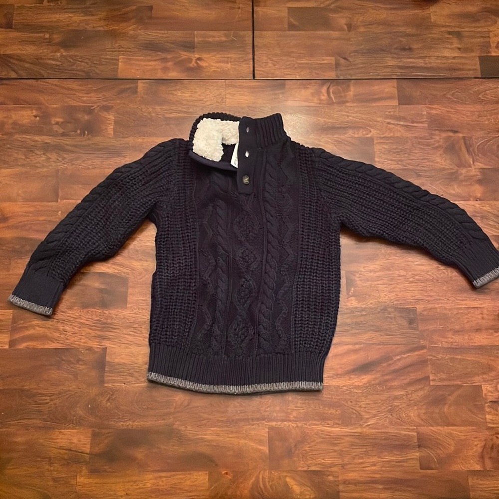 Baby Gap Navy Cable Knit Sherpa Lined Sweater
